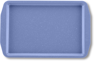 A rectangular baking tray in a muted color, designed for cooking or baking various dishes.