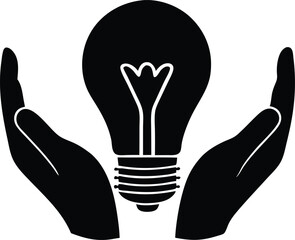  light bulb held gently in hands symbolizing