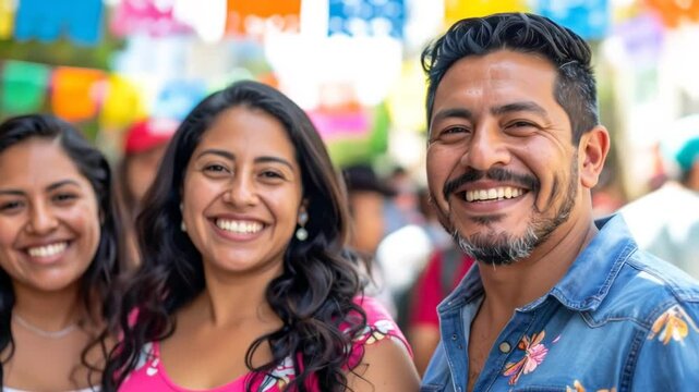 Smiling Group Portrait at a Festival