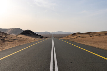 Scenic desert route from AlUla to Medina, Saudi Arabia