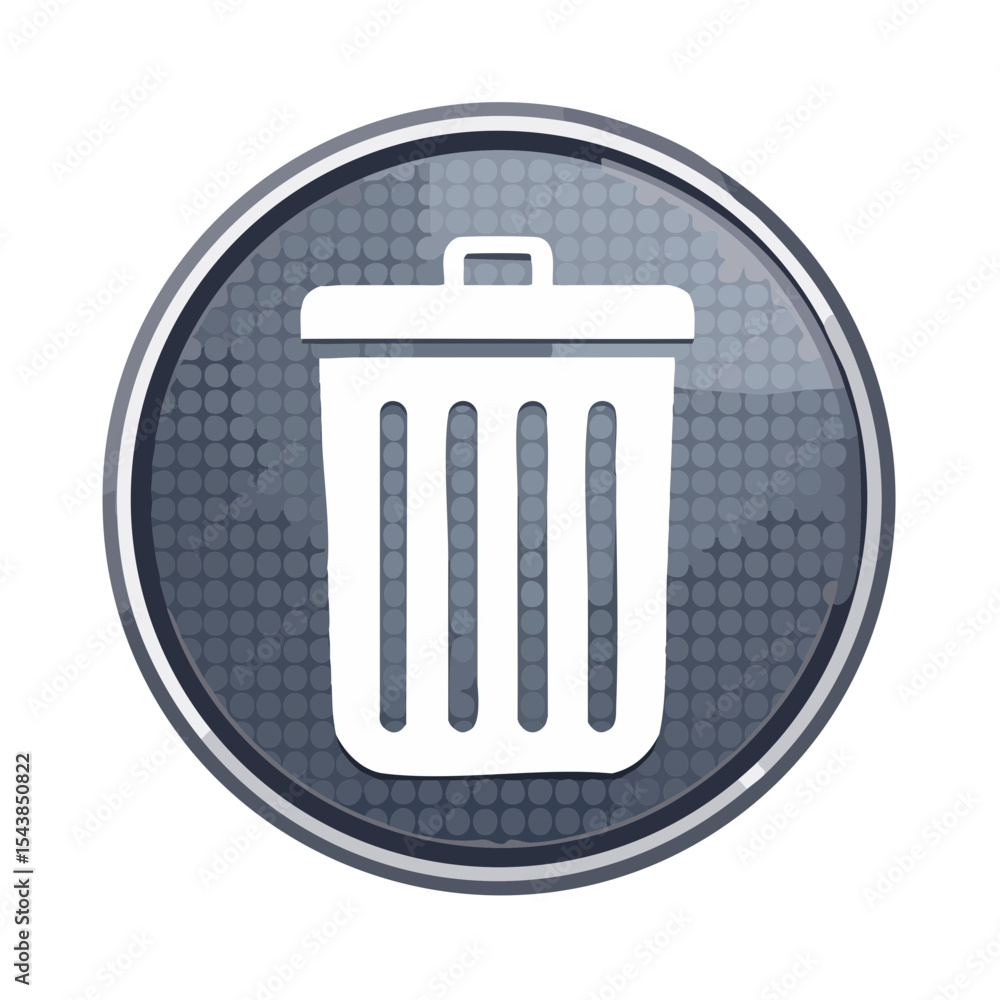 Poster gray trash can icon symbol with bin silhouette signifying delete remove erase and recycle concept