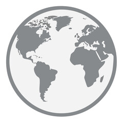 Simple World Globe Illustration with Gray Continents and White Ocean Round Design for Global Awareness Campaigns and International Business Concepts