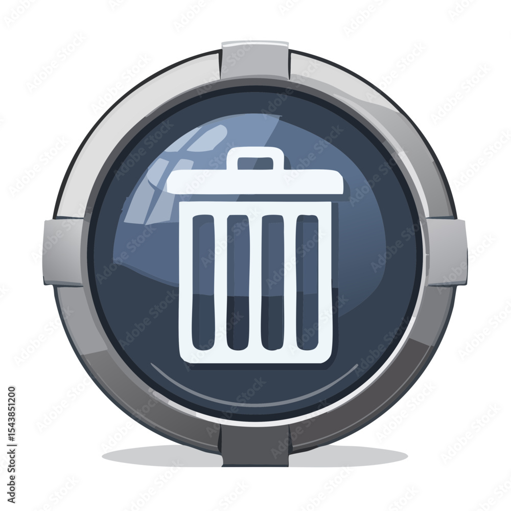 Poster trash can icon button round delete waste bin isolated symbol ui design style