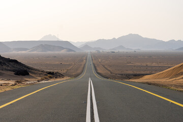Scenic desert route from AlUla to Medina, Saudi Arabia