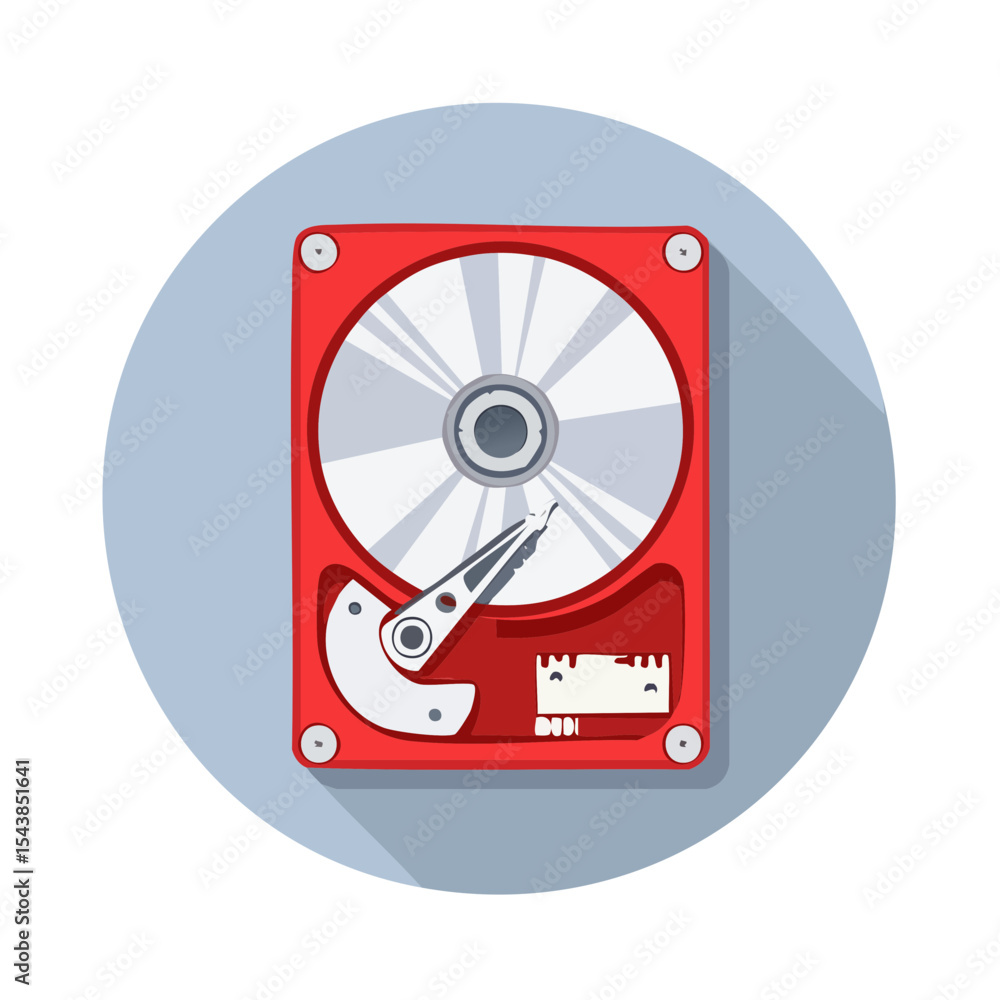 Poster red hard disk drive with circular background storage technology data safety