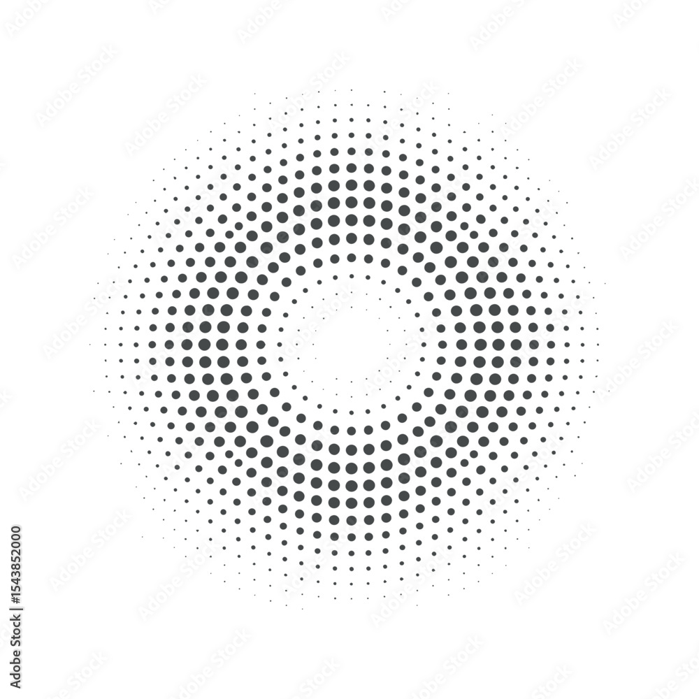 Poster circular halftone pattern with concentric circles of varying dot density