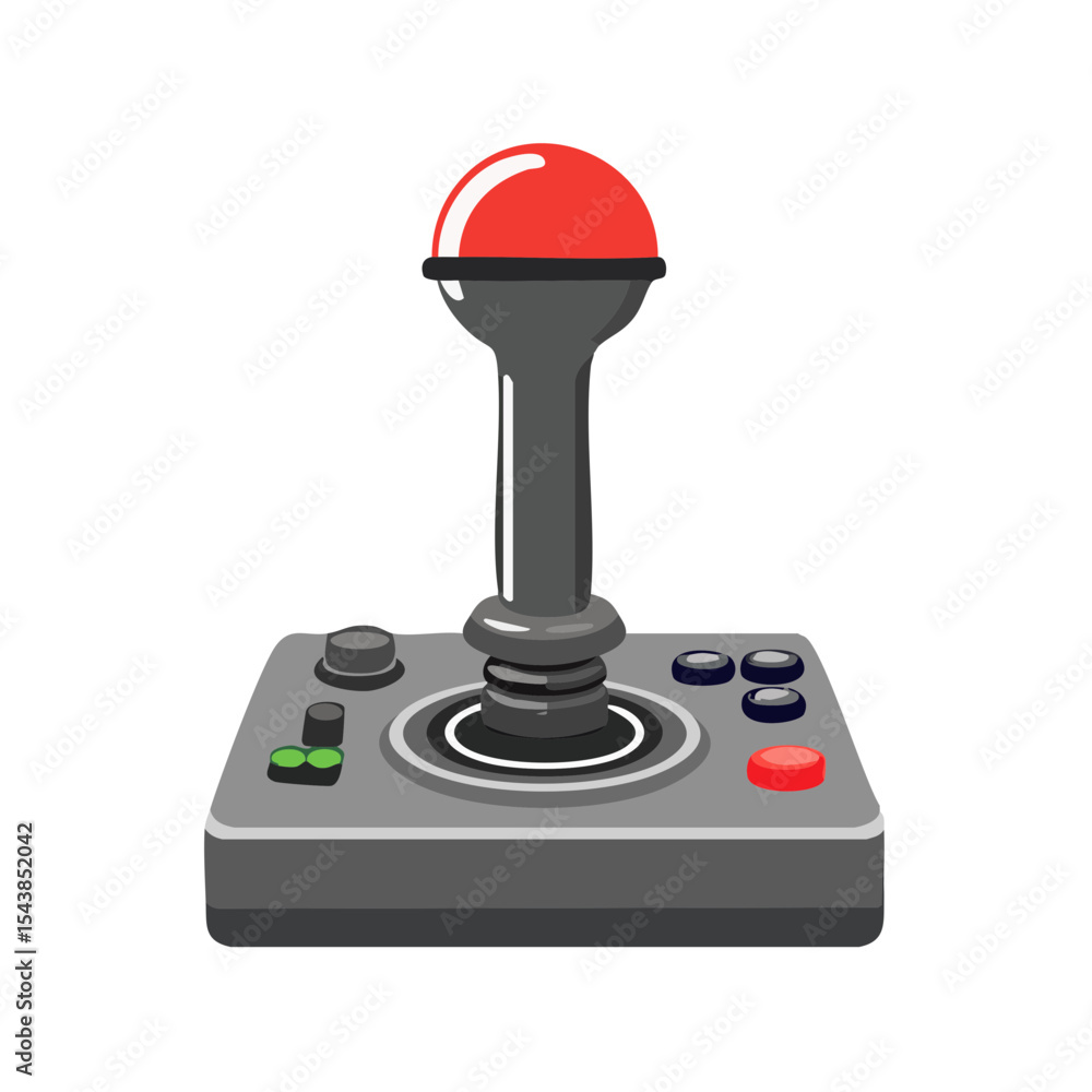 Aufkleber joystick video game controller with buttons, red joystick handle, retro gaming concept