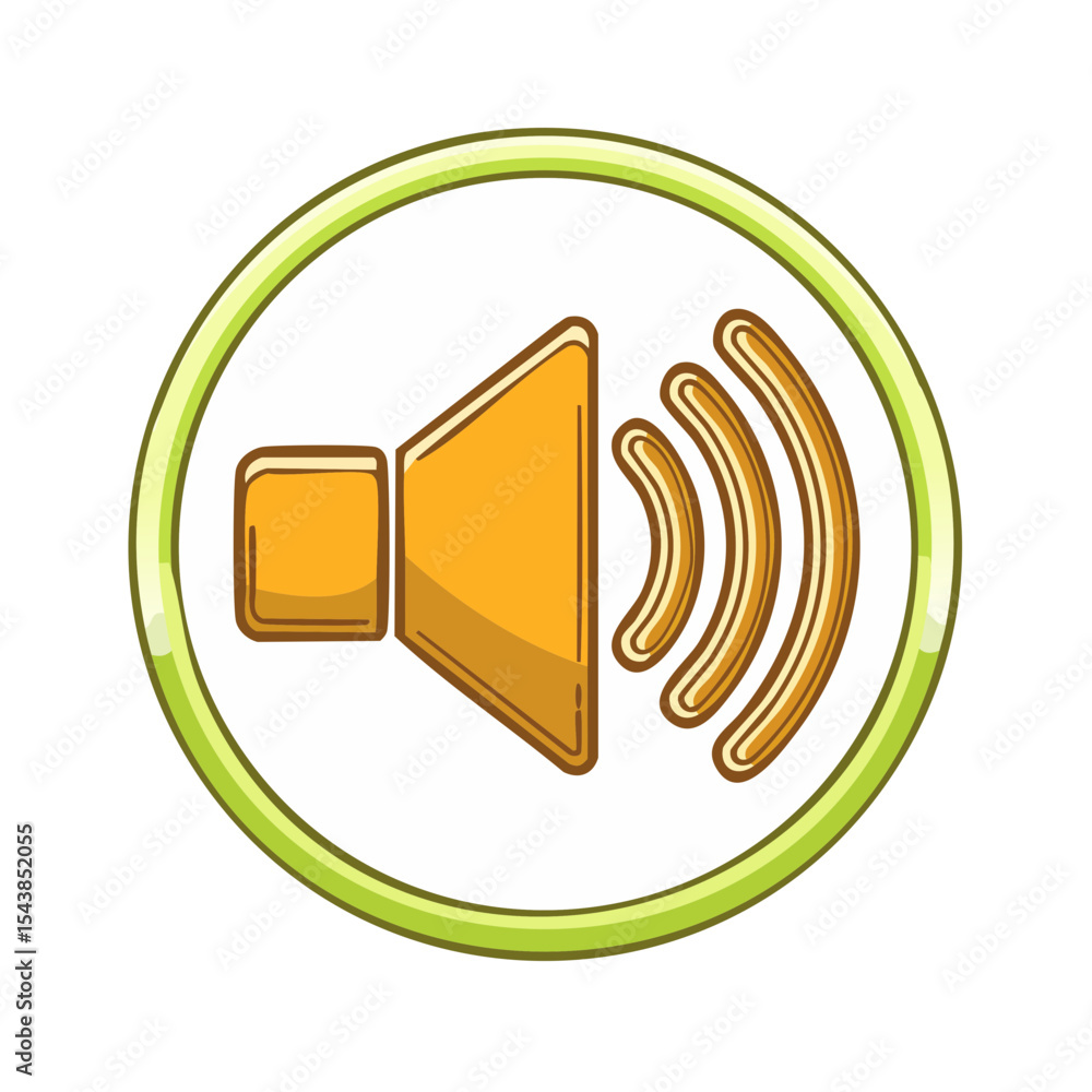 Poster speaker icon symbol on button broadcasting radio volume sound signal communication audio graphic des