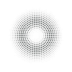 Circular halftone pattern with concentric circles of varying dot density