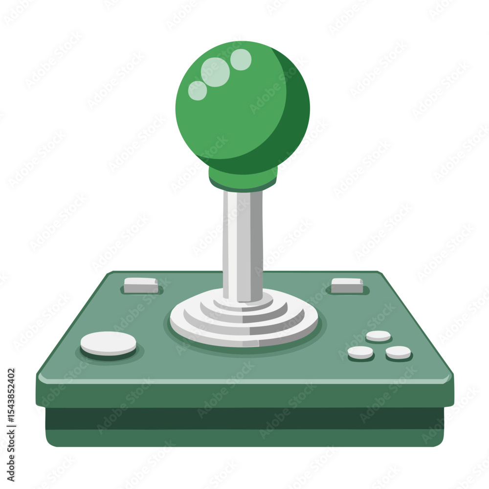 Aufkleber retro green joystick controller with round handle for vintage arcade games gaming console vector ill