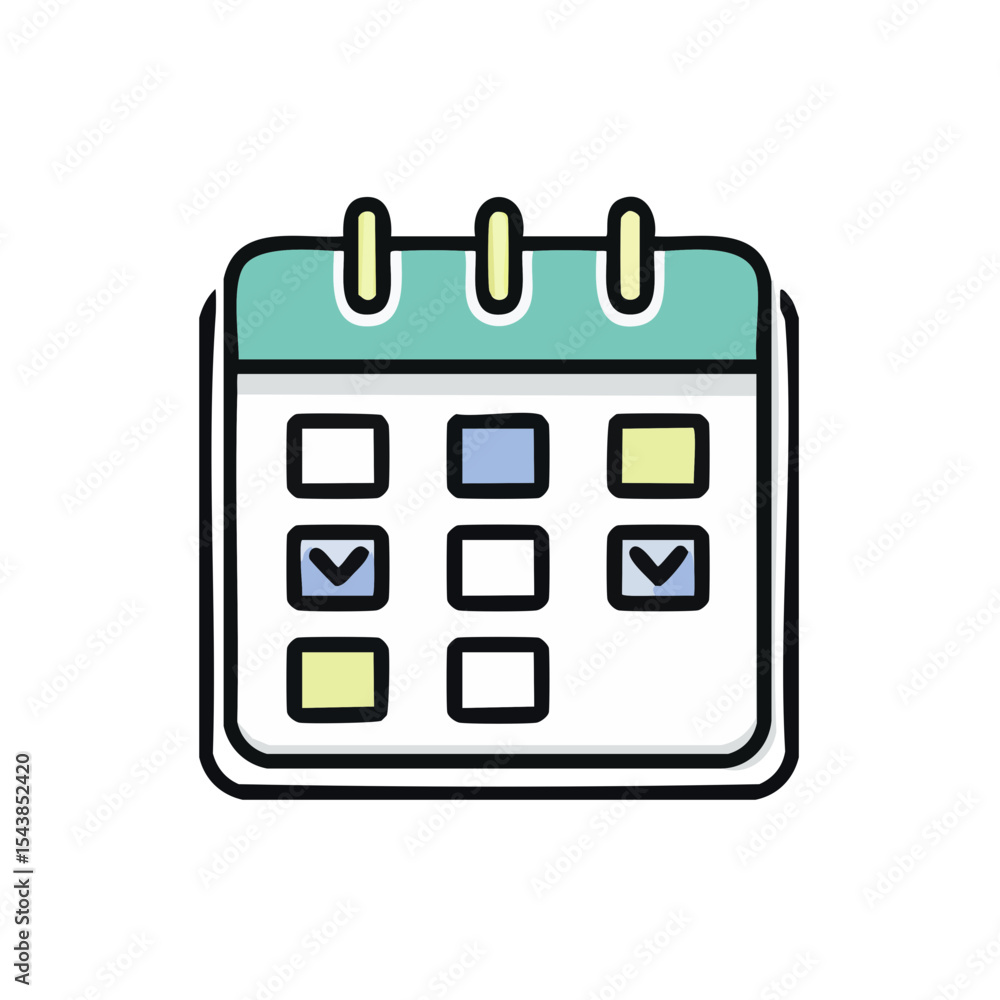 Poster calendar with checklists appointments and notes organization reminder planning cartoon schedule date