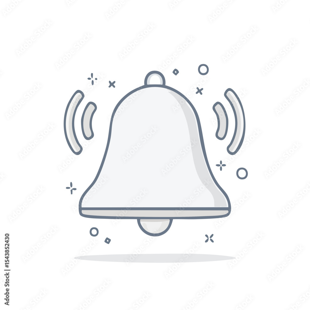 Poster ringing notification bell alert icon with sparkles symbolizing communication announcements and digit