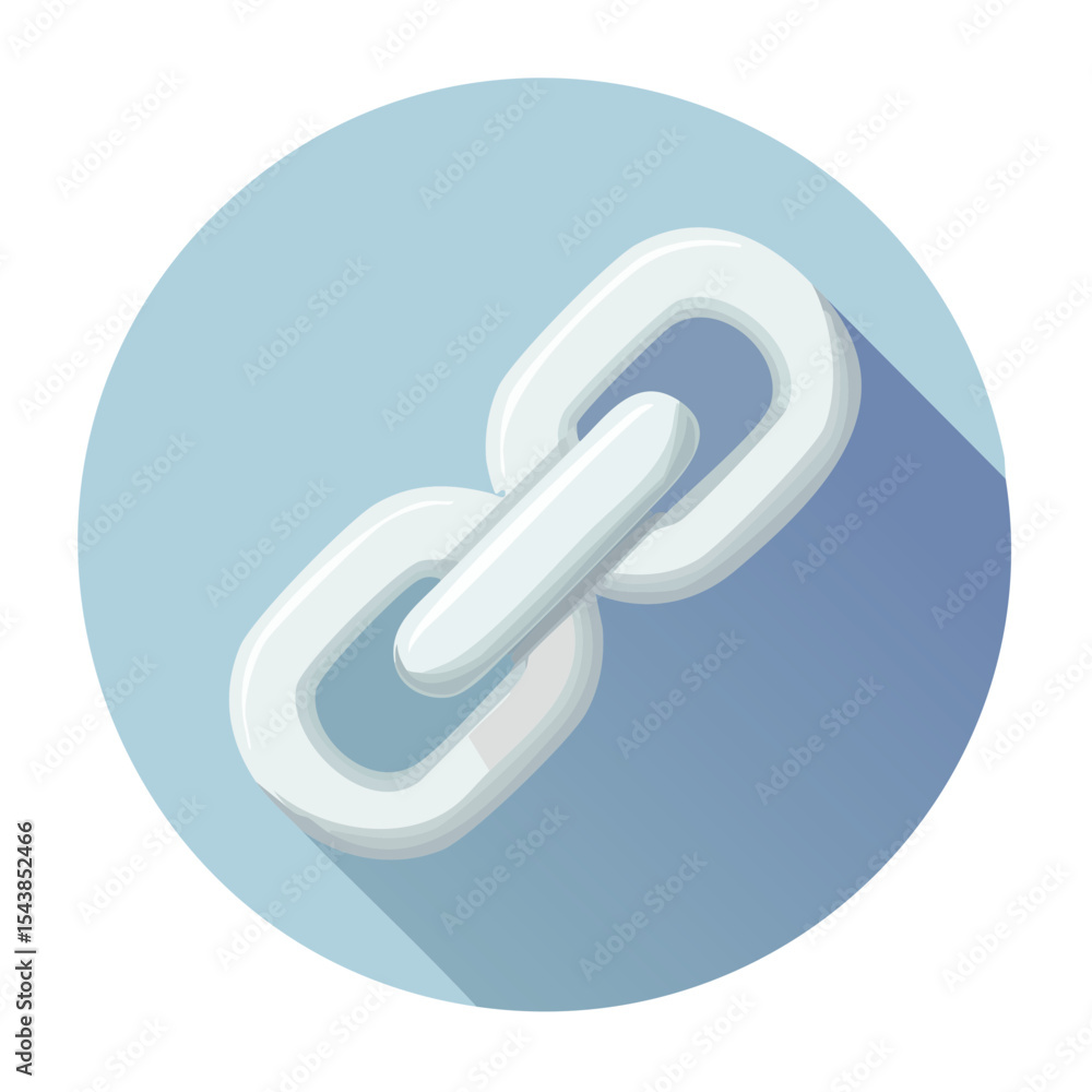 Poster interlocked chain links illustration on circular button representing connection or security for webs