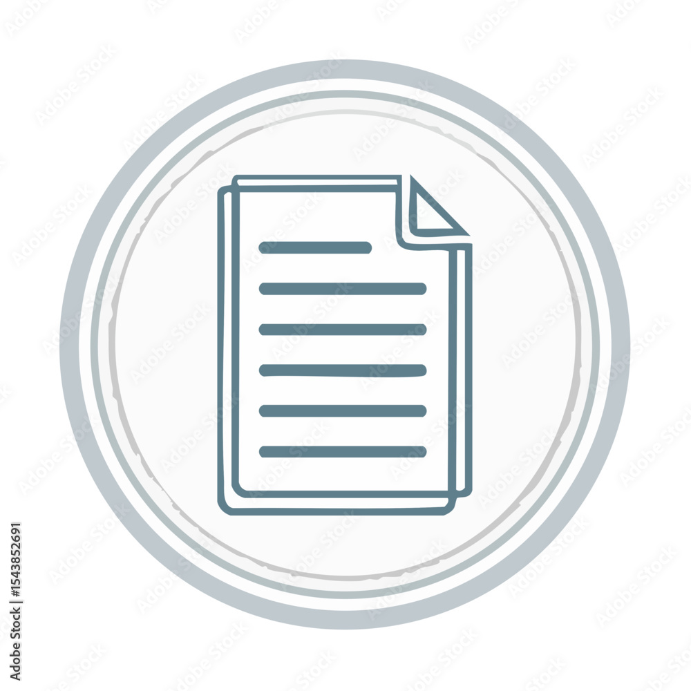 Poster outline document icon: paper stack with text in circular button