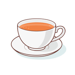 Cup of Tea Illustration Fresh Beverage on Saucer Minimalist Vector Design Cartoon Style Tea Time Drink Illustration