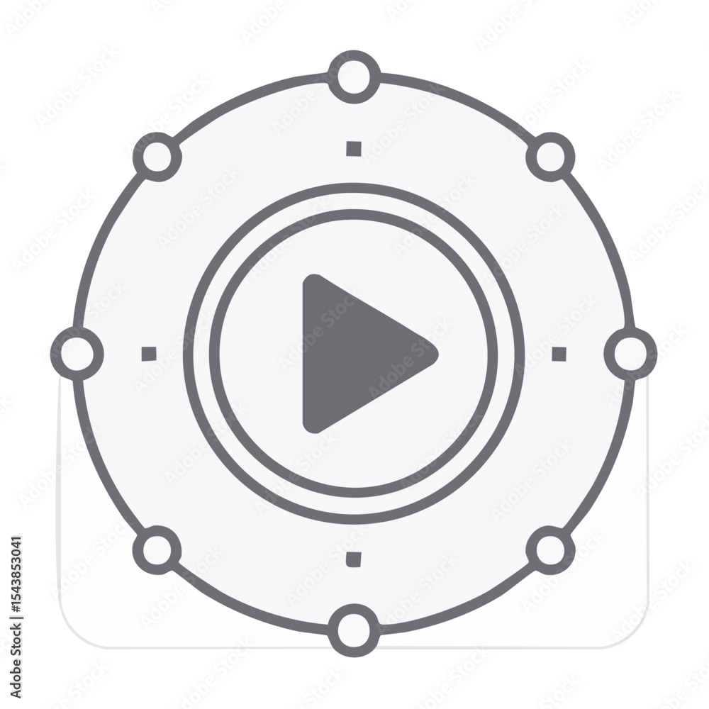 Poster minimalist play button with progress tracking graphic element for digital media playback application