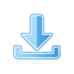 Blue download icon, arrow pointing down, downloading content, file transfer concept, digital illustration.