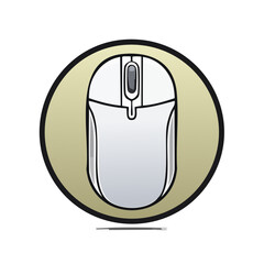 White Computer Mouse Icon Illustration isolated on Black for IT Technology and Desktop Accessories Concepts for Graphic Design