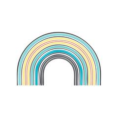 Stylized Rainbow Illustration with Various Colors on a Black Background