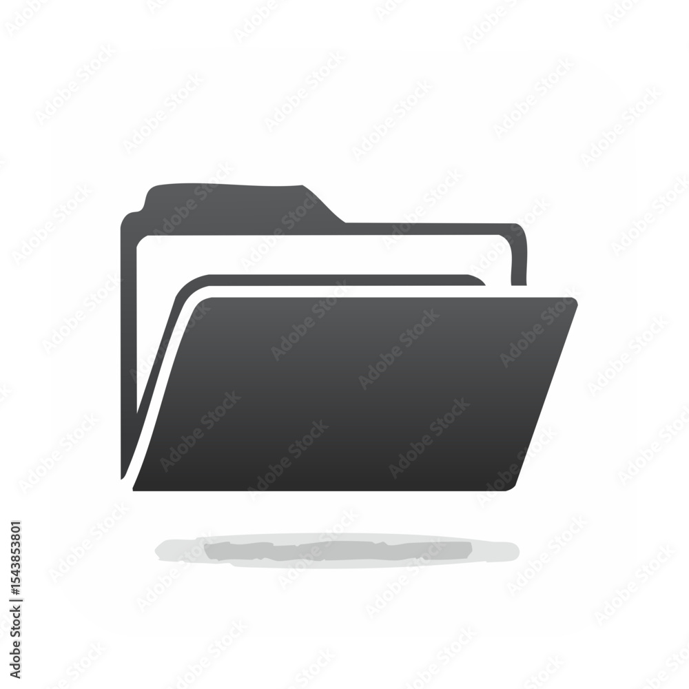 Poster dark gray folder icon on white background for data storage and organization