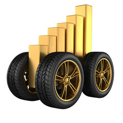 Naklejka premium Tire sales growth chart concept automotive industry business success isolated on transparent background