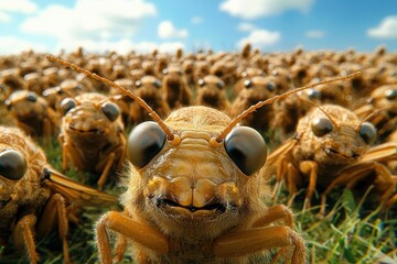 A Close-Up View Of Locust Swarm