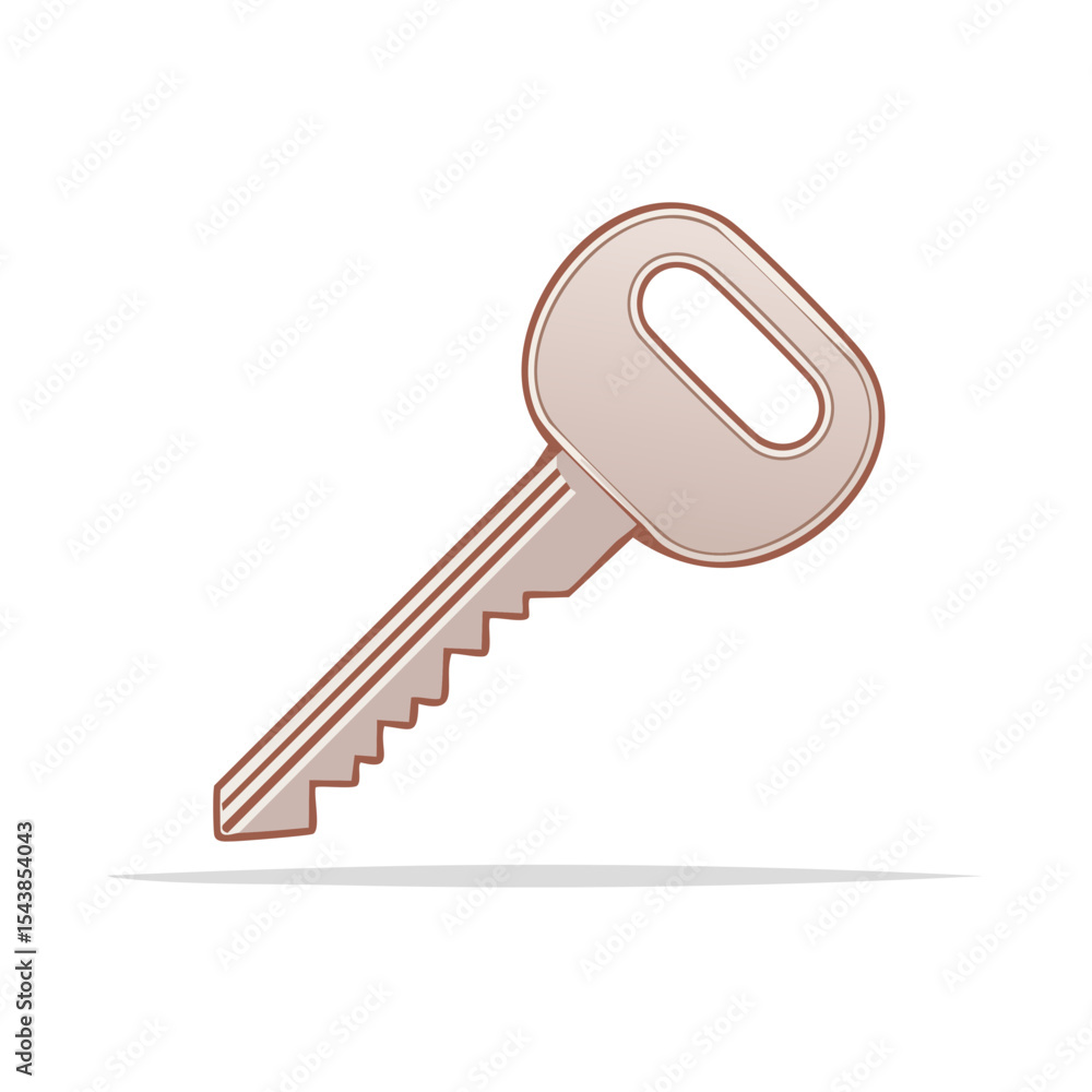 Poster illustration of a single key isolated on a black background representing security and access control