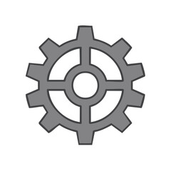 Obraz premium Isolated Grey Gear Graphic on Black Background representing mechanics process industry connection technology engineering or settings