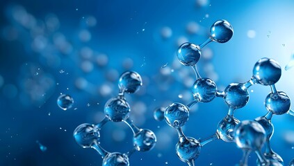 Molecular Structure - Abstract 3D Rendering of Molecules with Water Droplets