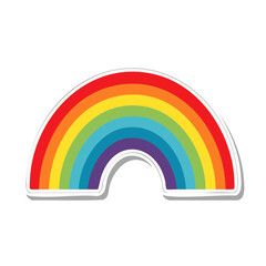 Fototapeta premium Stylized Rainbow Arch Illustration Seven Colors with Shadow Effect on Black Background Pride Weather Phenomenon Bright