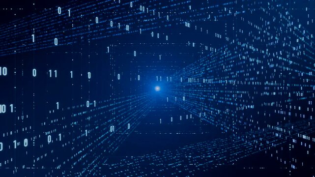 Futuristic, cyber space, big data, abstract digital data, binary code. Zero and one, sequence, program, science, futuristic and technology. 3D animation - Powered by Adobe