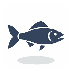 Obraz premium Simple Fish Icon Illustration of Marine Animal with Fins and Tail