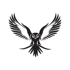Flying owl silhouette vector illustration