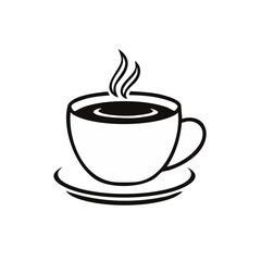Obraz premium Steaming Coffee Cup Icon, Black and White Drink Illustration