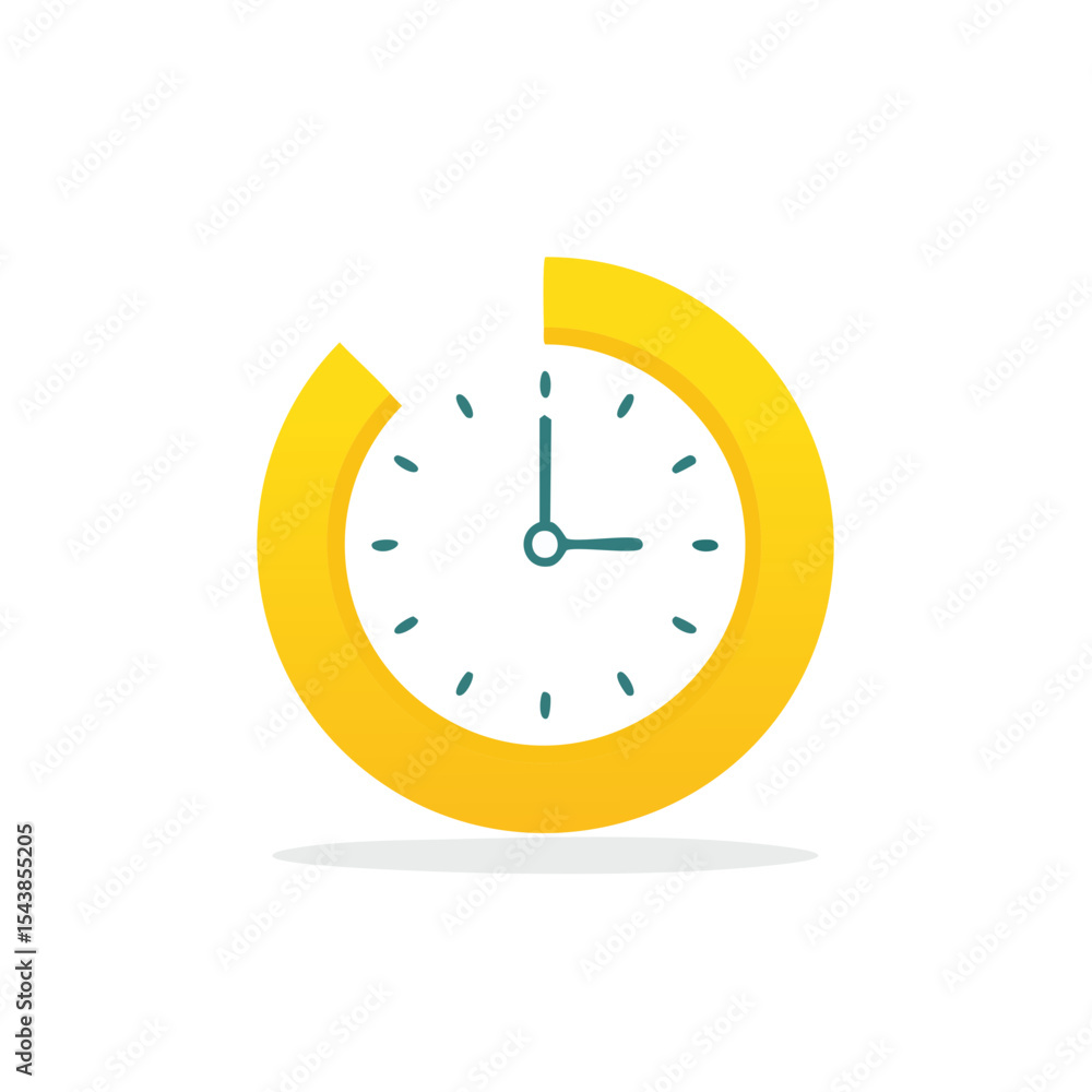 Poster abstract clock with yellow circle time management punctuality watch icon design element for business