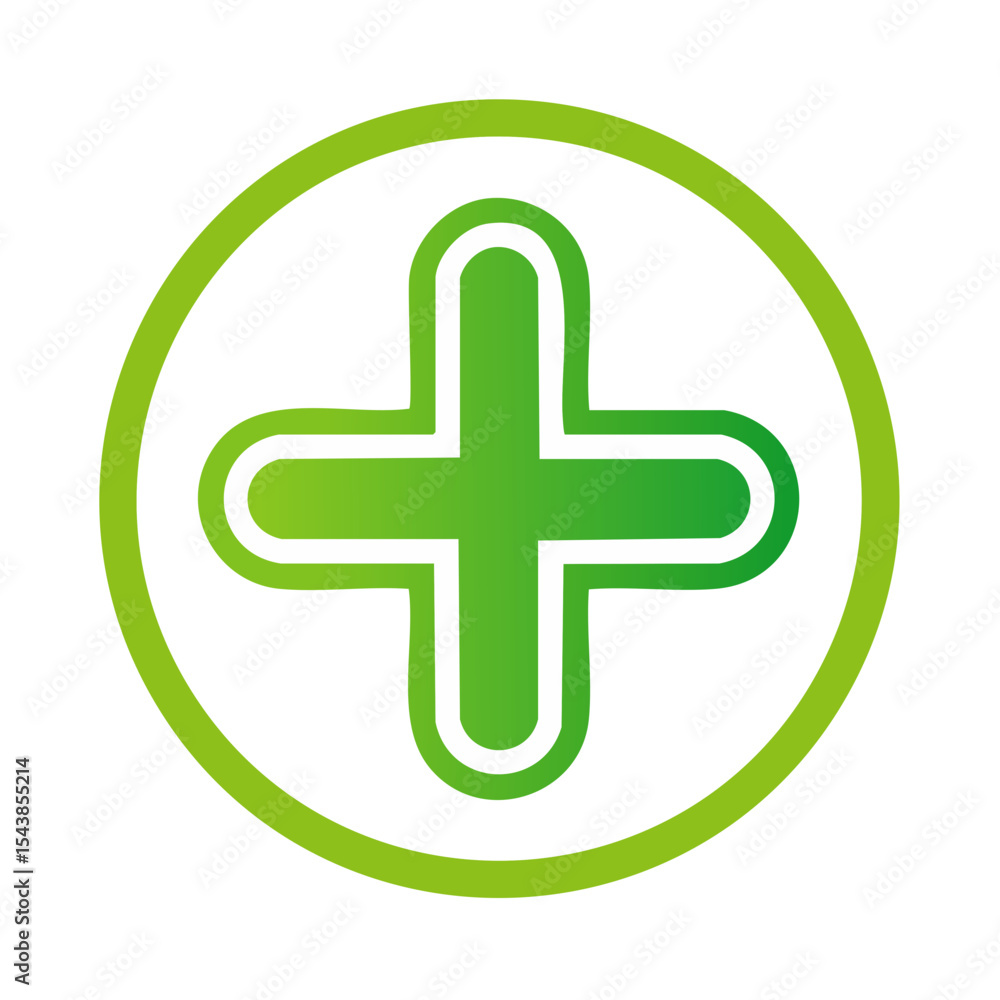 Poster green plus sign in circle gradient health symbol addition graphic element