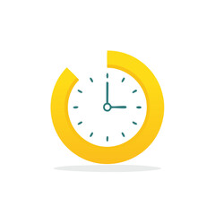 Abstract Clock with Yellow Circle Time Management Punctuality Watch Icon Design Element for Business Deadline Graphic Countdown Timer