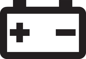Obraz premium Car Battery Icon: Simple and clear car battery icon, showing plus and minus symbols. Perfect for automotive repair manuals, websites, and apps.