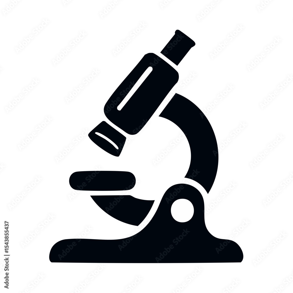 Poster simple microscope icon vector illustration in black and white symbol for science and research with s