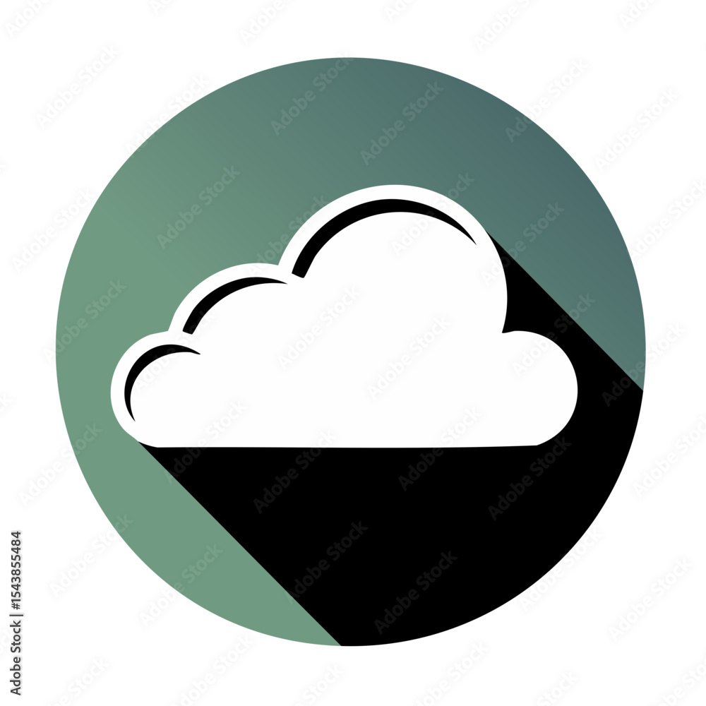 Poster cloud icon illustration in round shape with gradient color and shadow effect, symbolizing weather fo