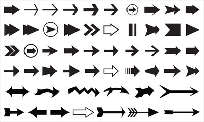 Arrow icons set. Arrow collection. Simple arrow big set. Collection different Arrows on flat style for web design or interface Vector illustration. 