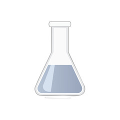 Erlenmeyer Flask with Blue Liquid for Chemical Research Experiments in a Laboratory Setting Simple Illustration
