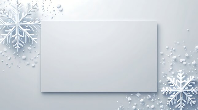 Crisp Winter Postcard Background with Stylized Snowflakes and Text Area