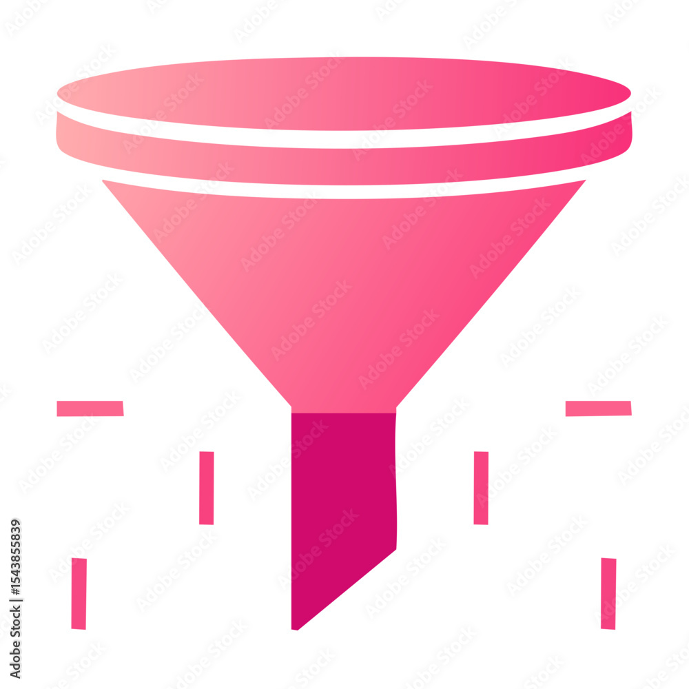 Aufkleber pink funnel icon for data filtration and sorting processing with abstract filter results shown in a 