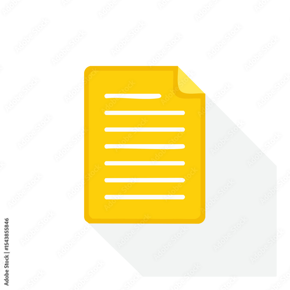 Poster stylized yellow document with lines icon depicting note paper and content layout