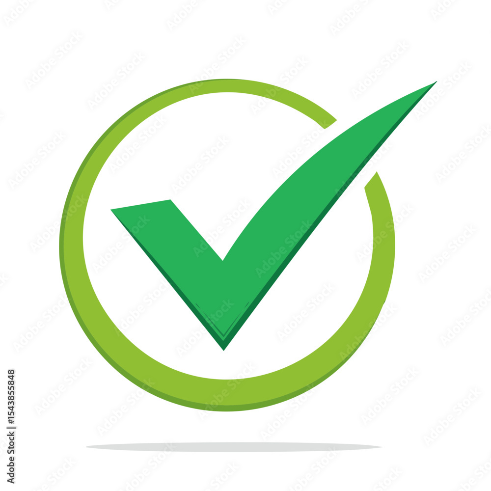 Poster green check mark circle symbol signifying approval agreement validation confirmation on black backgr
