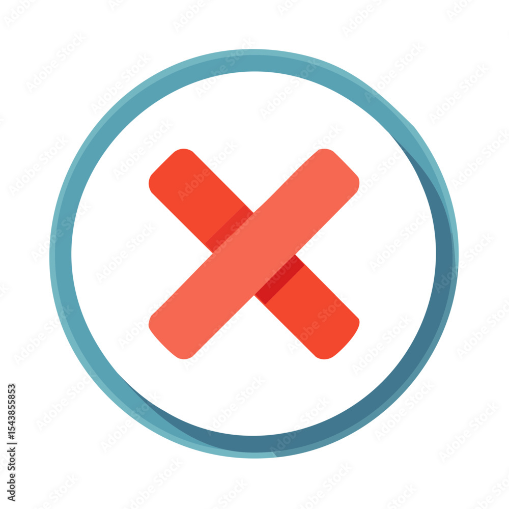 Poster red cross symbol inside circle indicating error alert failure rejection warning negative sign
