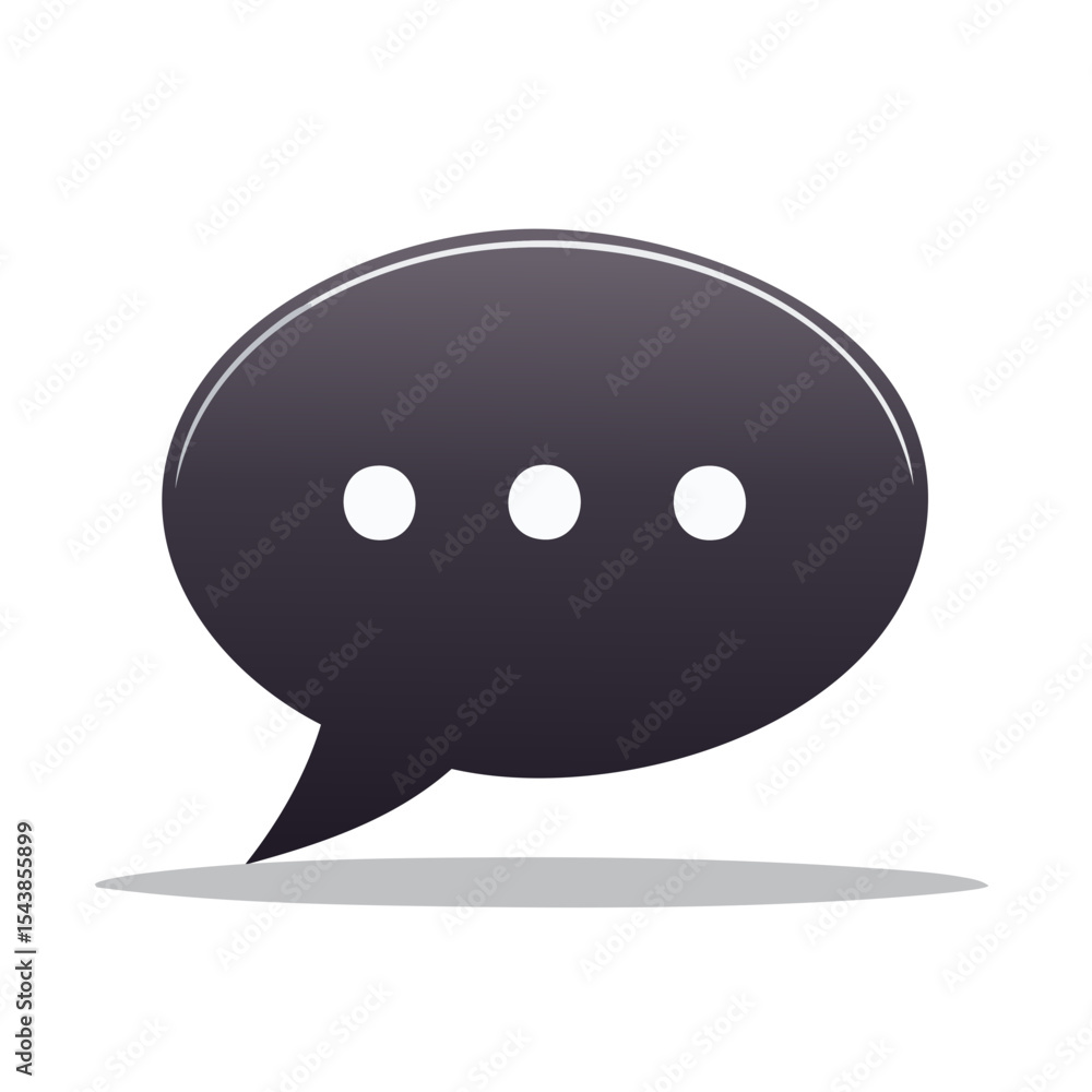 Poster speech bubble icon representing communication thought and dialogue with ellipsis dots on a black bac