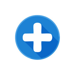 Obraz premium Add New Icon Design Blue Button with White Plus Sign Symbol for User Interface