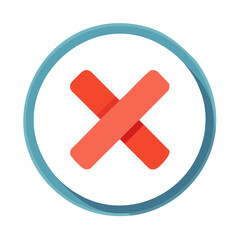 Obraz premium Red Cross Symbol Inside Circle indicating Error Alert Failure Rejection Warning Negative sign